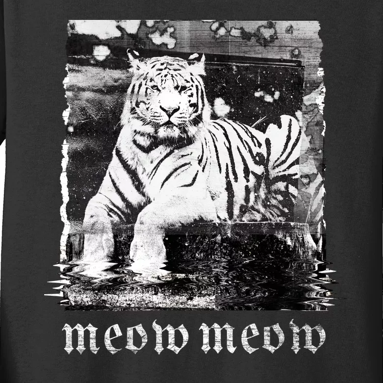 Meow Tiger Glitch Kids Long Sleeve Shirt