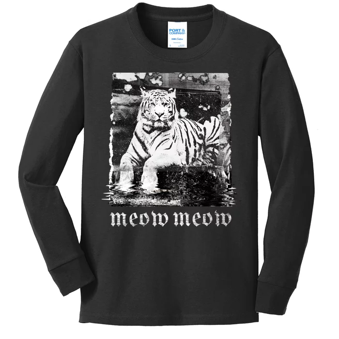 Meow Tiger Glitch Kids Long Sleeve Shirt