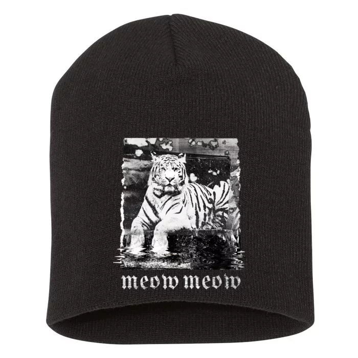 Meow Tiger Glitch Short Acrylic Beanie