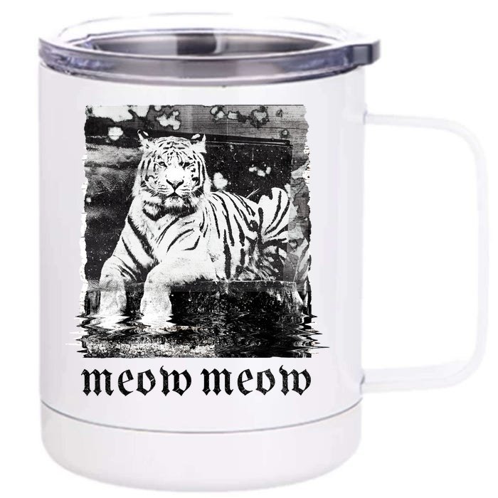 Meow Tiger Glitch Front & Back 12oz Stainless Steel Tumbler Cup