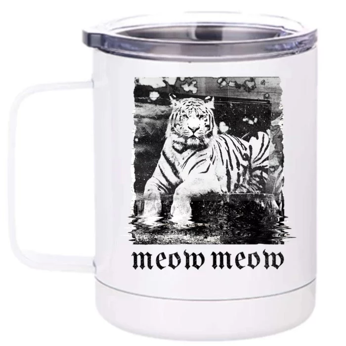 Meow Tiger Glitch Front & Back 12oz Stainless Steel Tumbler Cup