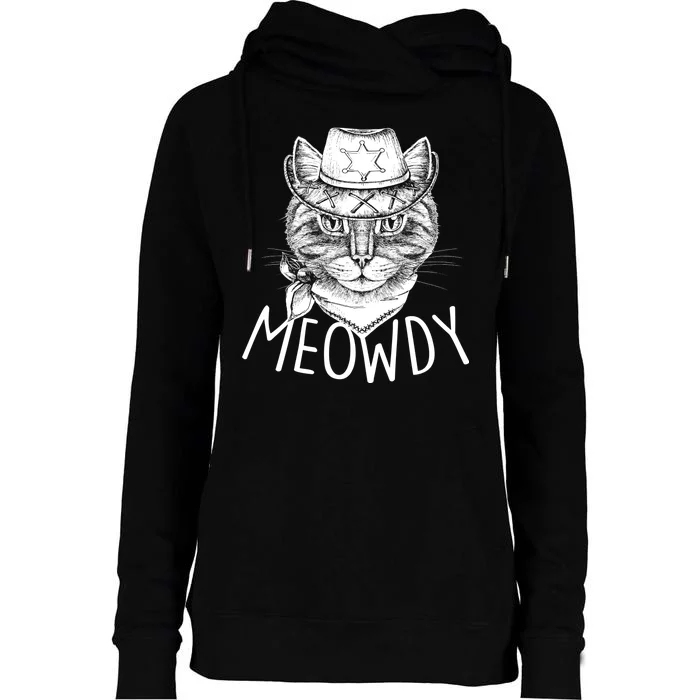 Meowdy Texas Cat Womens Funnel Neck Pullover Hood