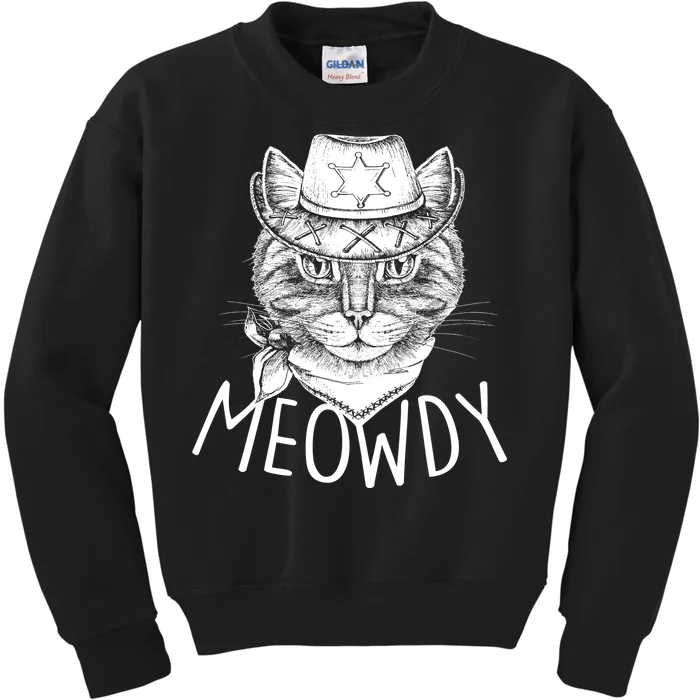 Meowdy Texas Cat Kids Sweatshirt | TeeShirtPalace