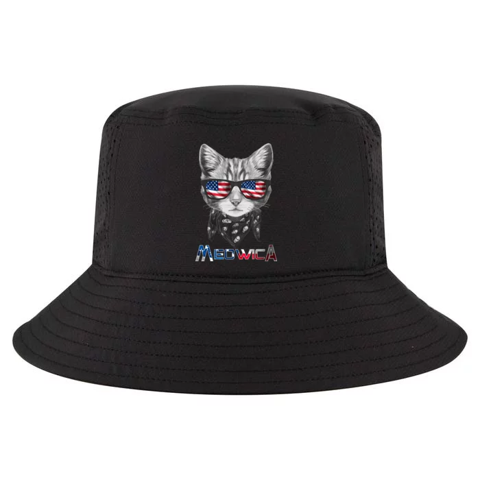 Meowica Rock Cat Funny 4th of July USA Freedom Cool Comfort Performance Bucket Hat