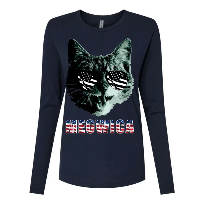 Meowica USA Cat Womens Cotton Relaxed Long Sleeve T-Shirt