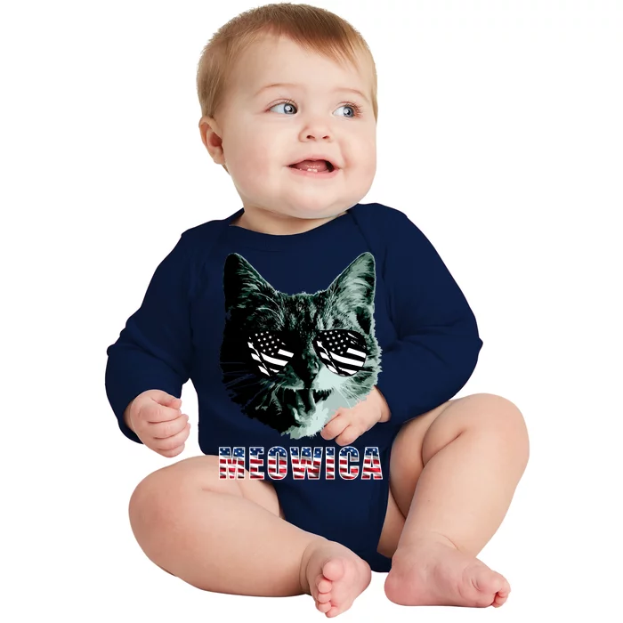 Meowica USA Cat Baby Long Sleeve Bodysuit