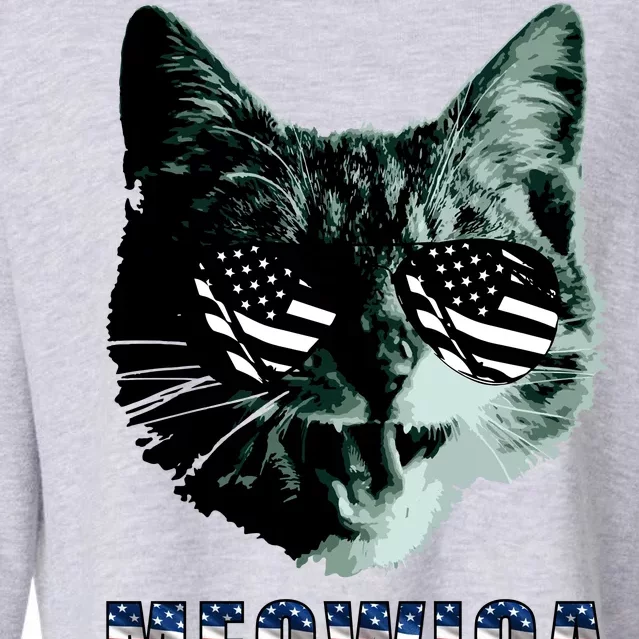 Meowica USA Cat Cropped Pullover Crew