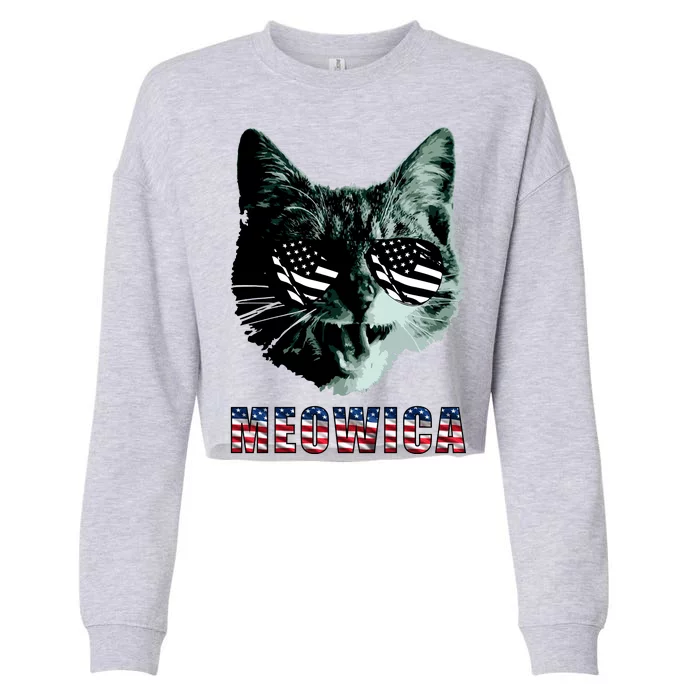 Meowica USA Cat Cropped Pullover Crew