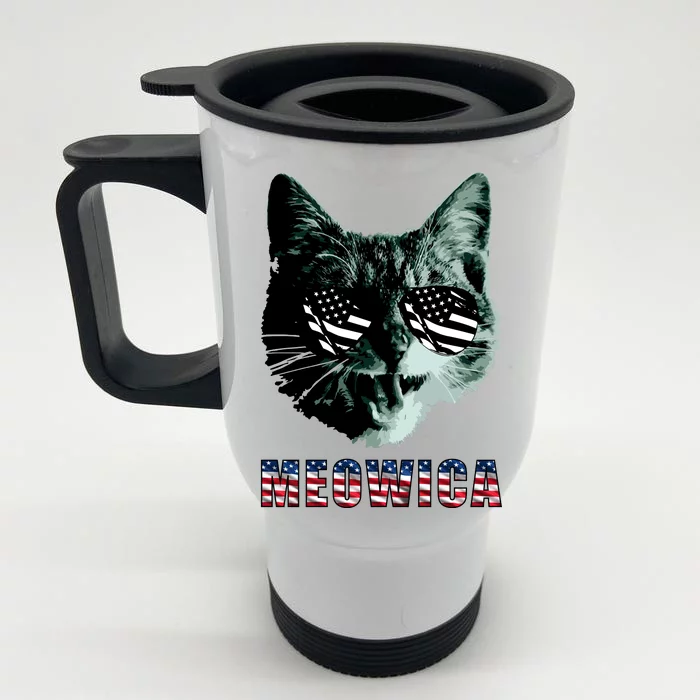 Meowica USA Cat Front & Back Stainless Steel Travel Mug