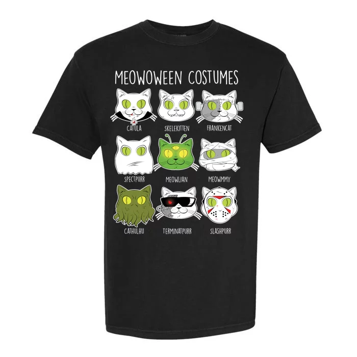 Meowoween Costumes Funny Cat Halloween Garment-Dyed Heavyweight T-Shirt