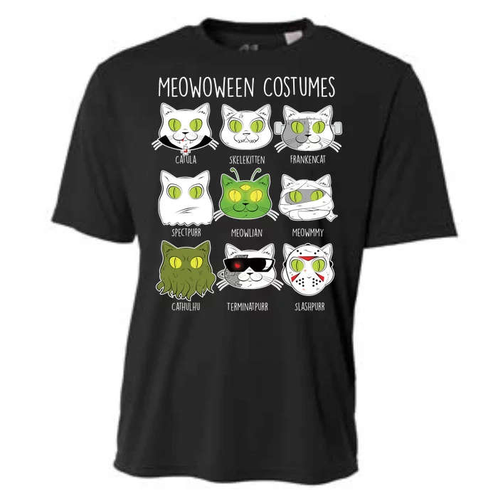 Meowoween Costumes Funny Cat Halloween Cooling Performance Crew T-Shirt