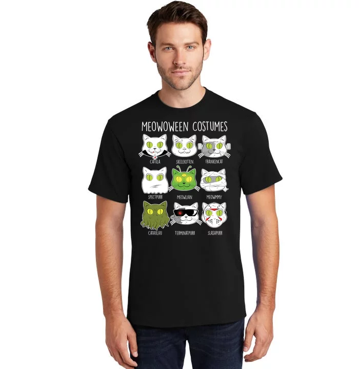 Meowoween Costumes Funny Cat Halloween Tall T-Shirt