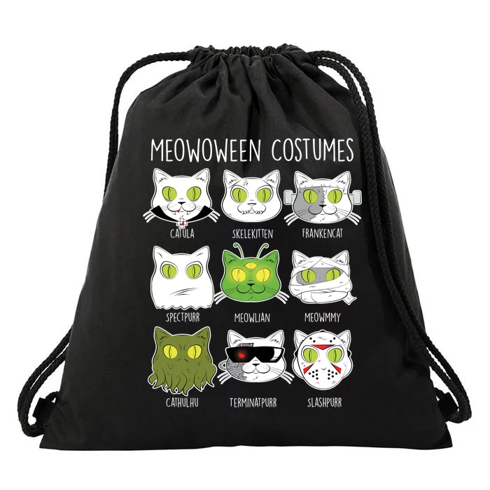 Meowoween Costumes Funny Cat Halloween Drawstring Bag