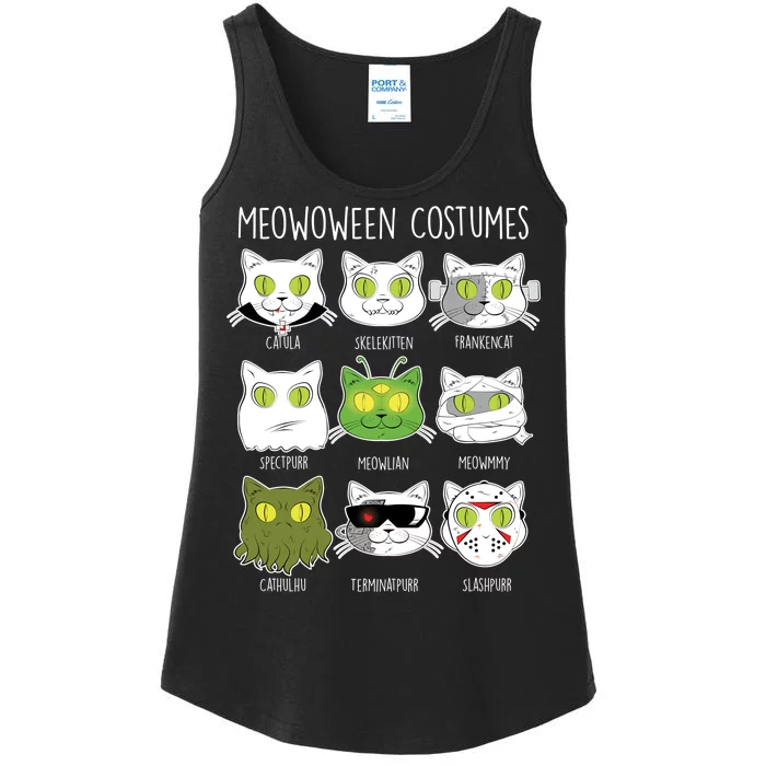 Meowoween Costumes Funny Cat Halloween Ladies Essential Tank