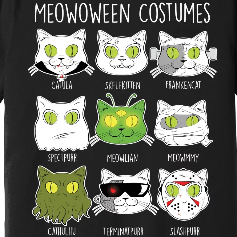 Meowoween Costumes Funny Cat Halloween Premium T-Shirt