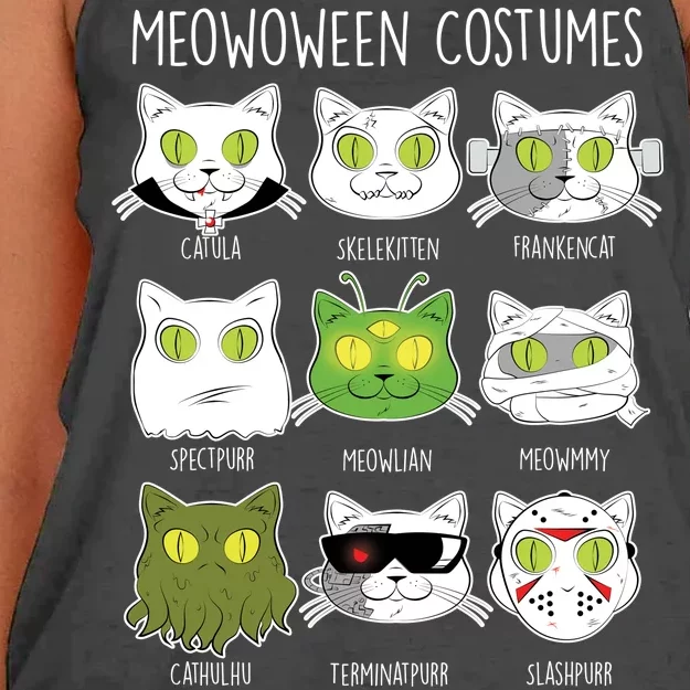 Meowoween Costumes Funny Cat Halloween Women's Knotted Racerback Tank