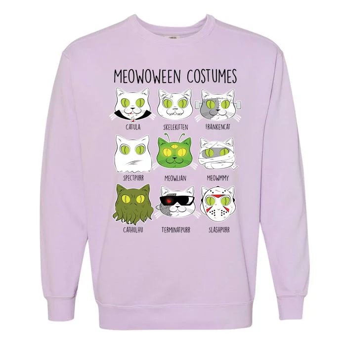 Meowoween Costumes Funny Cat Halloween Garment-Dyed Sweatshirt