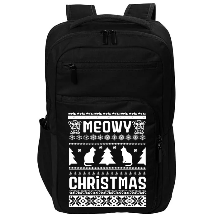 Meowy Cat Ugly Christmas Sweater Impact Tech Backpack