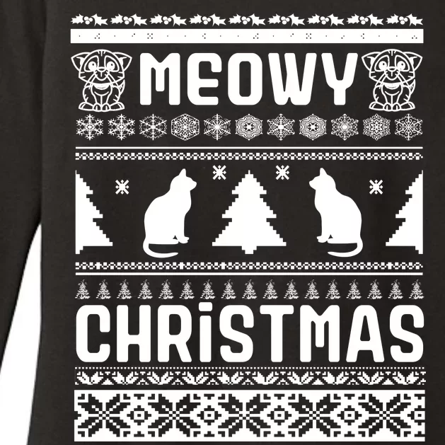 Meowy Cat Ugly Christmas Sweater Womens CVC Long Sleeve Shirt