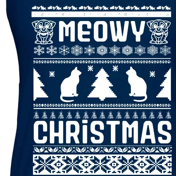 Meowy Cat Ugly Christmas Sweater Ladies Essential Flowy Tank