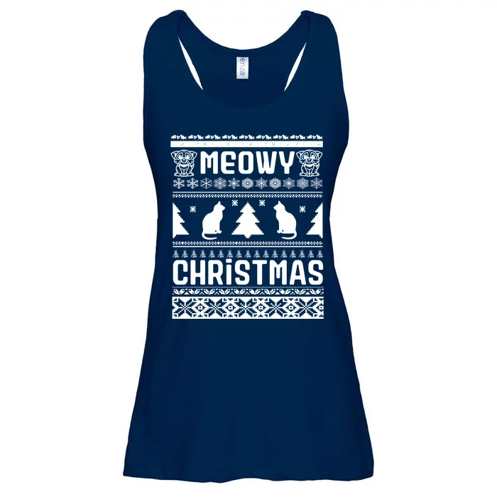 Meowy Cat Ugly Christmas Sweater Ladies Essential Flowy Tank