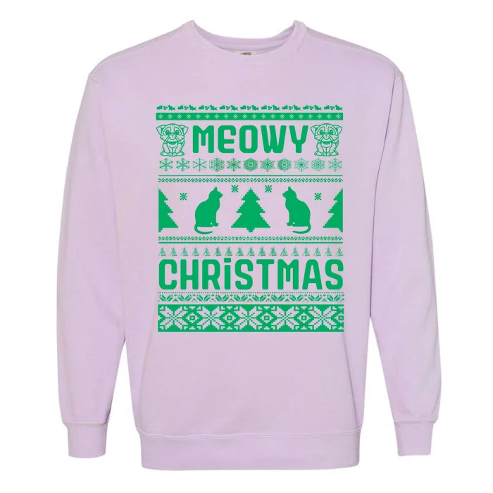 Meowy Cat Ugly Christmas Sweater Garment-Dyed Sweatshirt