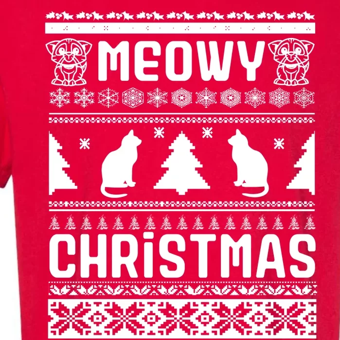 Meowy Cat Ugly Christmas Sweater Garment-Dyed Heavyweight T-Shirt