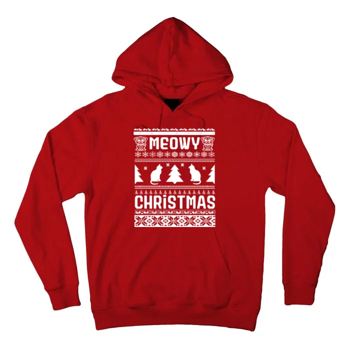 Meowy Cat Ugly Christmas Sweater Tall Hoodie