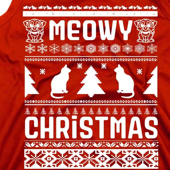 Meowy Cat Ugly Christmas Sweater Tank Top