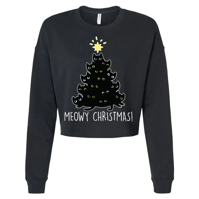 Meowy Christmas Cropped Pullover Crew