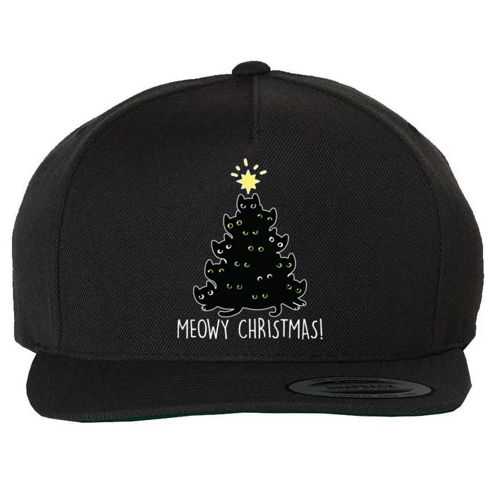 Meowy Christmas Wool Snapback Cap