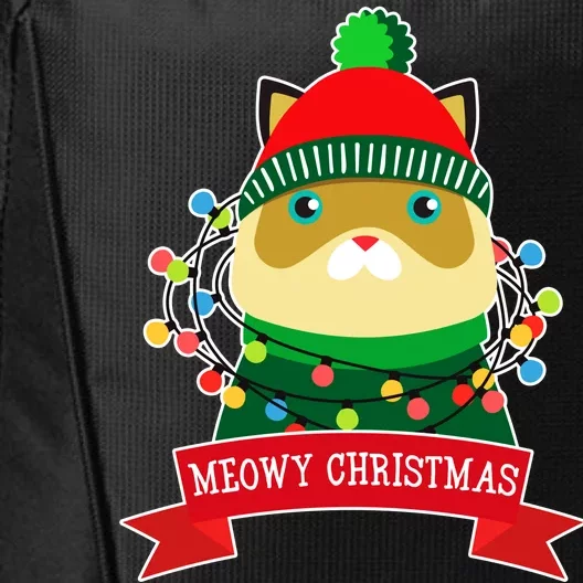 Meowy Christmas Cat Lights City Backpack