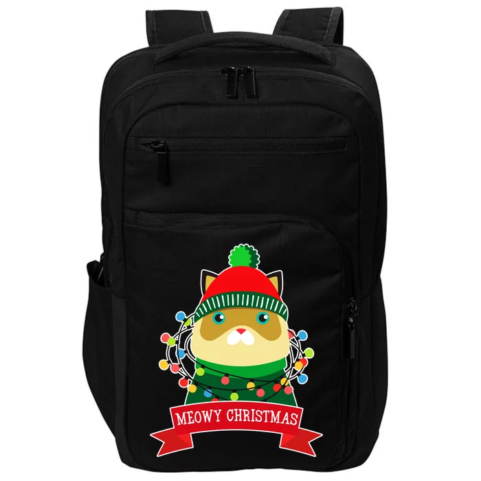 Meowy Christmas Cat Lights Impact Tech Backpack