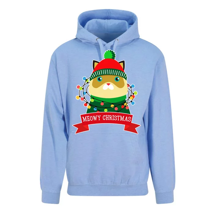 Meowy Christmas Cat Lights Unisex Surf Hoodie