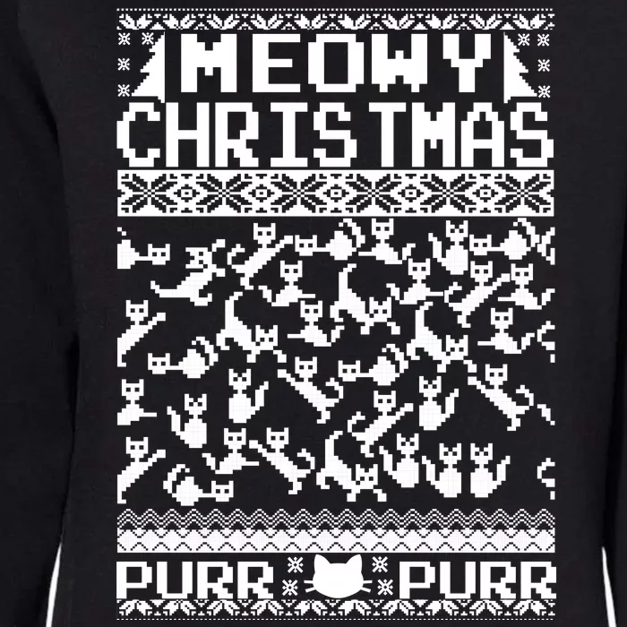 Meowy Christmas Cat Ugly Christmas Sweater Womens California Wash Sweatshirt