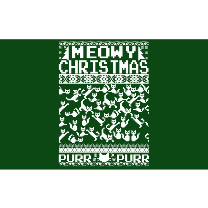 Meowy Christmas Cat Ugly Christmas Sweater Bumper Sticker