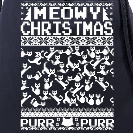 Meowy Christmas Cat Ugly Christmas Sweater Drawstring Bag