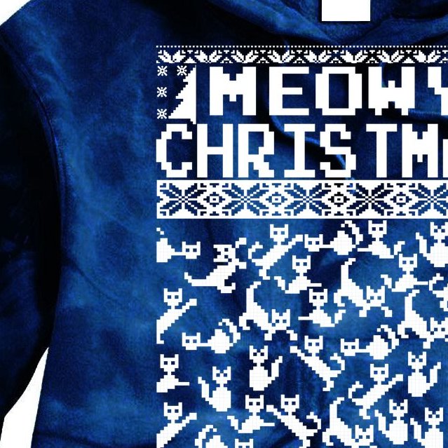 Meowy Christmas Cat Ugly Christmas Sweater Tie Dye Hoodie