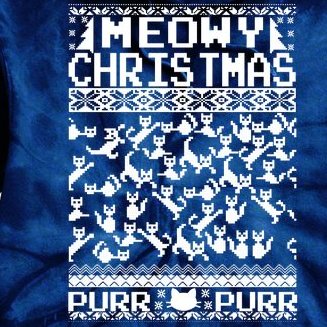 Meowy Christmas Cat Ugly Christmas Sweater Tie Dye Hoodie