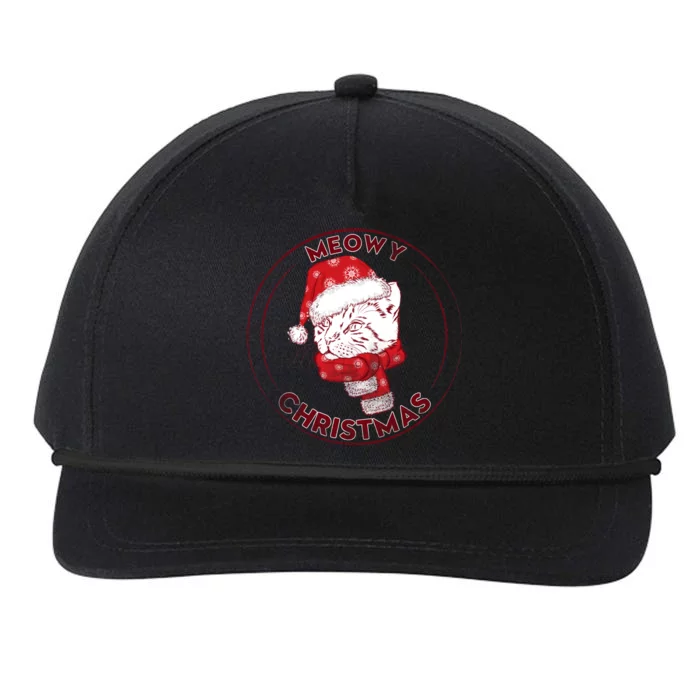 Meowy Christmas Emblem Snapback Five-Panel Rope Hat