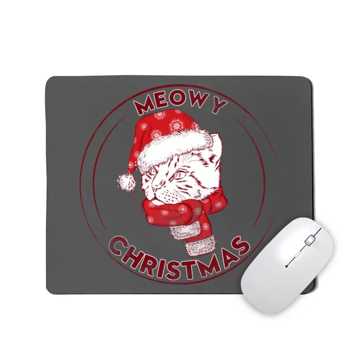 Meowy Christmas Emblem Mousepad