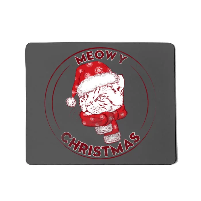 Meowy Christmas Emblem Mousepad