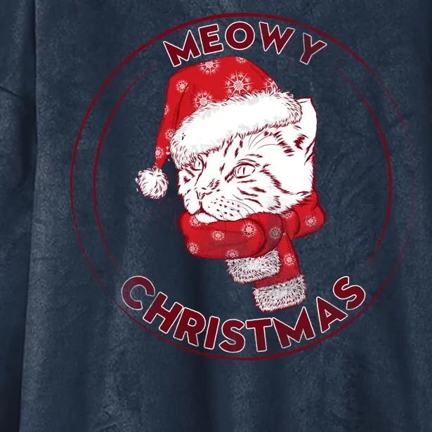 Meowy Christmas Emblem Hooded Wearable Blanket