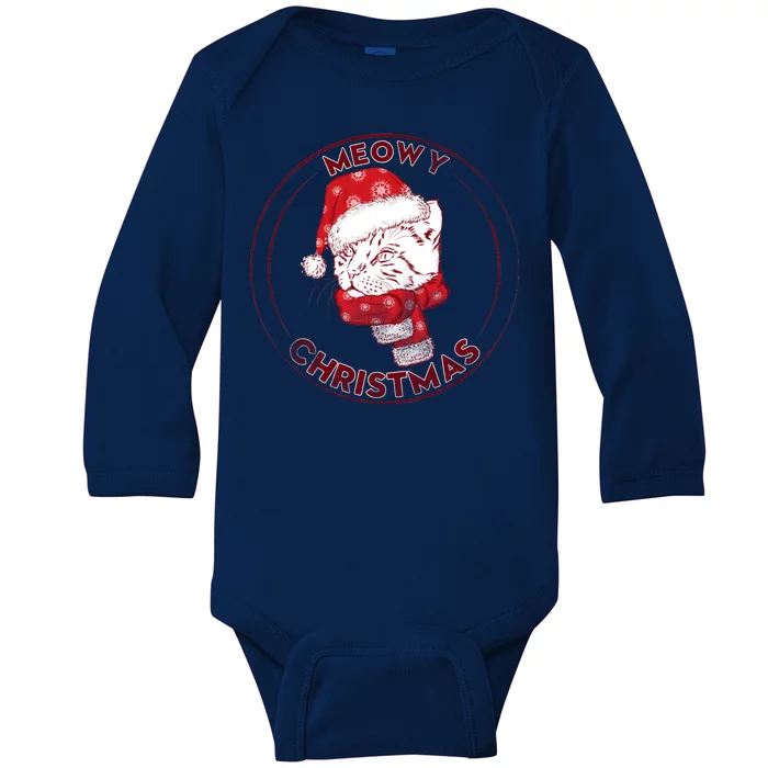 Meowy Christmas Emblem Baby Long Sleeve Bodysuit