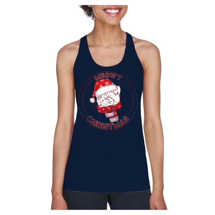 Meowy Christmas Emblem Women's Racerback Tank