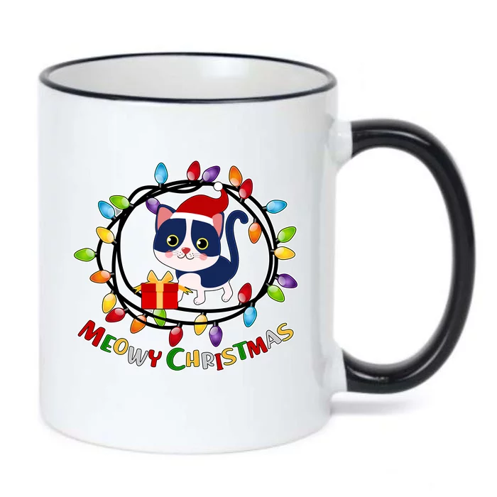 Meowy Christmas Kitty Black Color Changing Mug