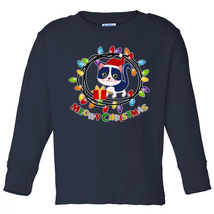 Meowy Christmas Kitty Toddler Long Sleeve Shirt