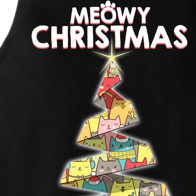 Meowy Christmas Tree For Cat Lovers Ladies Tri-Blend Wicking Tank