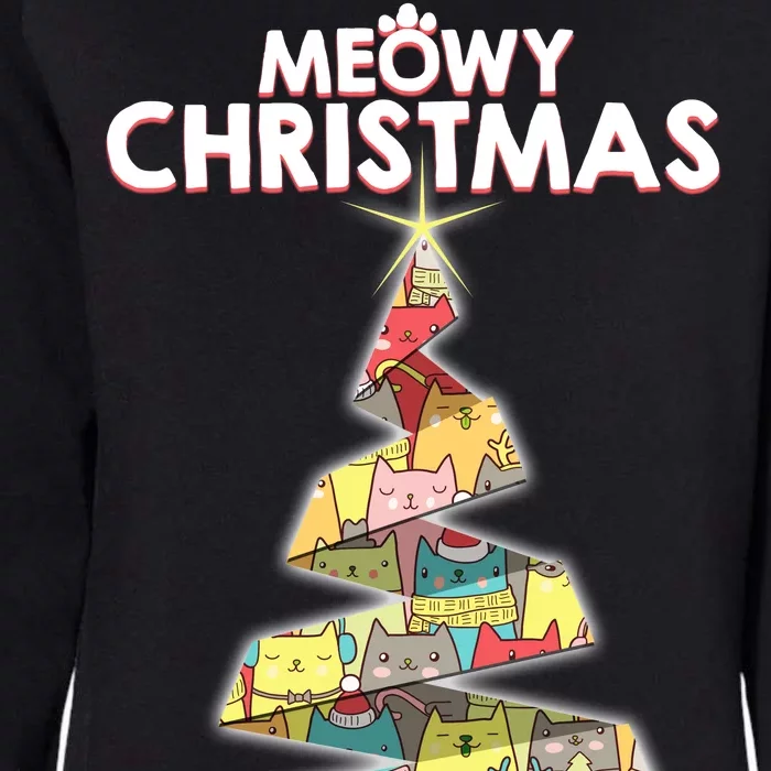 Meowy Christmas Tree For Cat Lovers Womens California Wash Sweatshirt