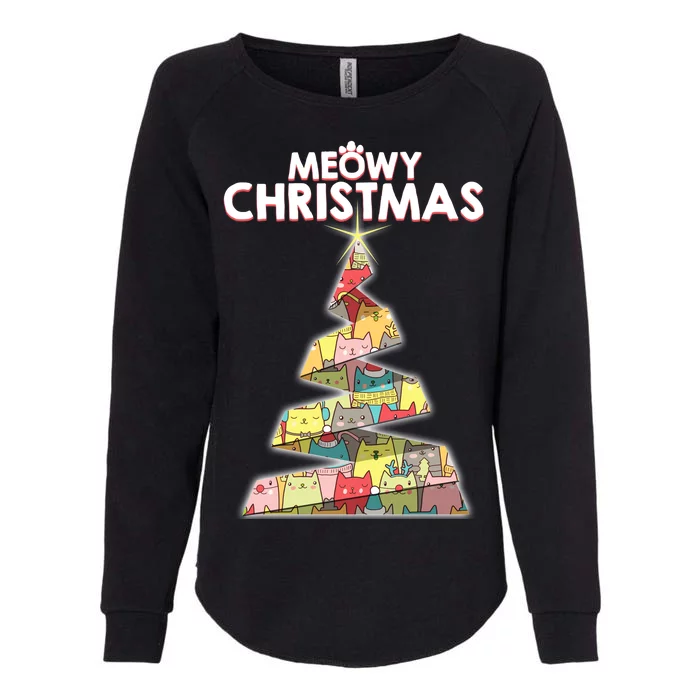 Meowy Christmas Tree For Cat Lovers Womens California Wash Sweatshirt